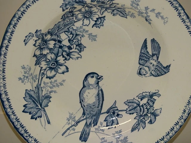 -BELLE ANCIENNE ASSIETTE CERAMIQUE LONGWY MESANGES DEMI CREUSE COLLECTION Déco 6