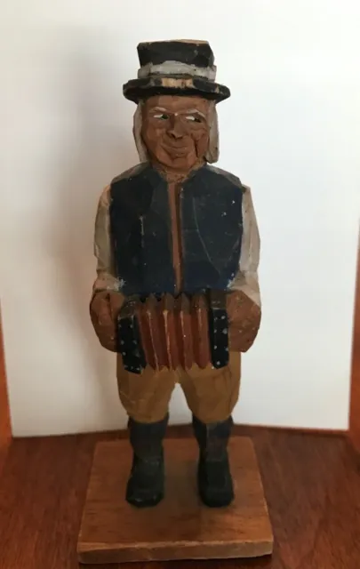 accordion musician figurine hand carved hand painted wood figurine man