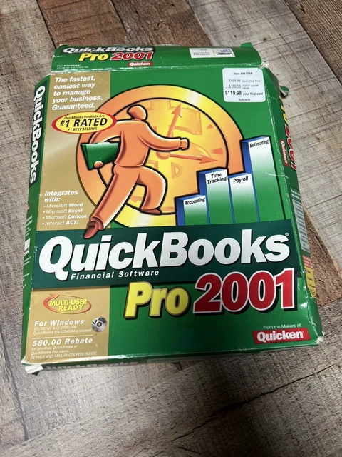 Quickbooks Pro 2001 FINANCIAL Software Small Business Payroll INTUIT - 1 User