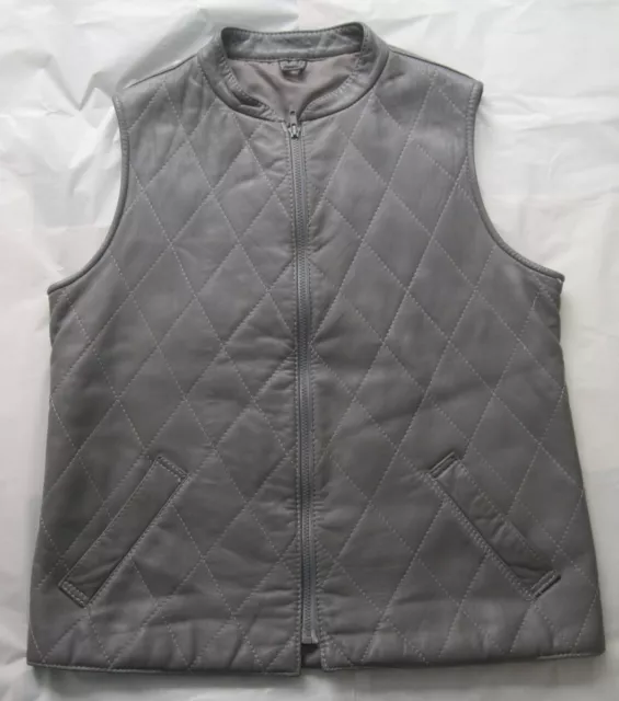 Gilet vintage trapuntato in pelle grigio somerset pelli di strada L