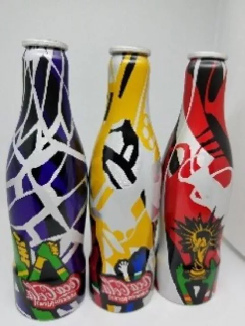 2010 FIFA World Cup Africa Coca Cola Aluminum Bottles 1-Joy, 1- Welcome,1- Dance