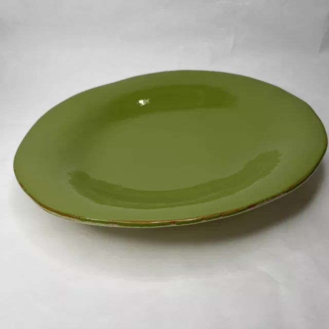 Cucina Fresca 13” Pasta Serving Bowl Vietri Sage  Cream Italy Green Terracotta