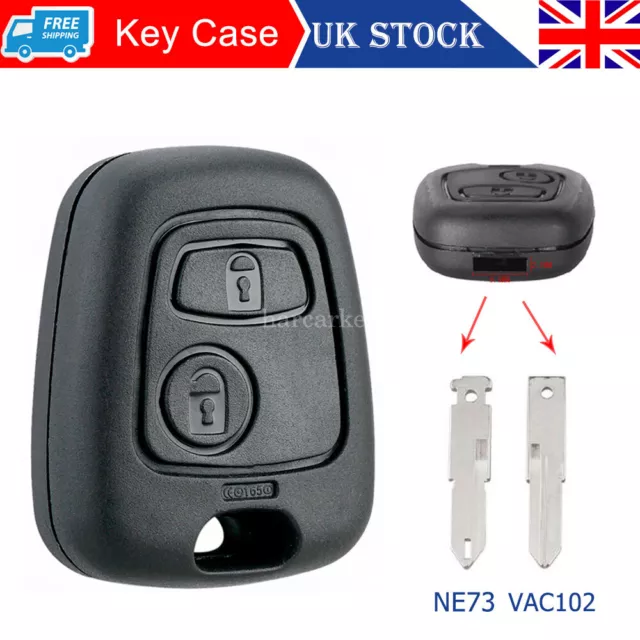 2 Button Key Case Shell For Peugeot 107 207 307 407 106 206 306 406 Remote Fob