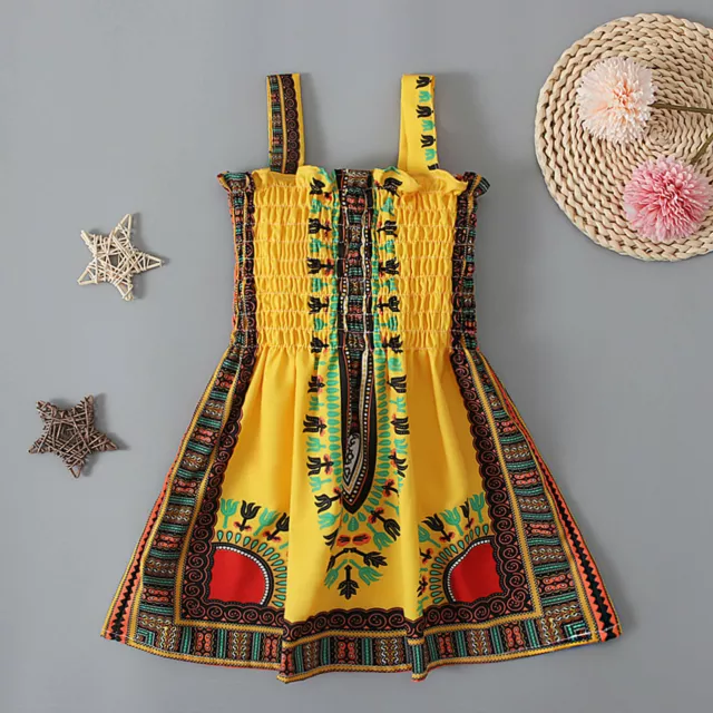 African Dashiki Dress Toddler Kids Baby Girls Traditional Style Sleeveless Dress 12
