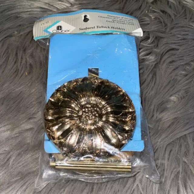 Vintage Sunburst Curtain Tie Back Hold Retro Hook Holder Home Decor Antique Gold