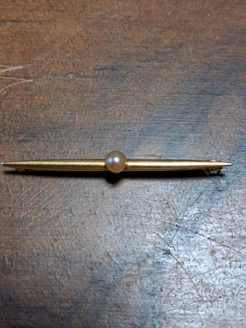 Épingle à Cravate Broche Or Rose 18 Carats Perle Fine Serpent Chien - Vintage 1900