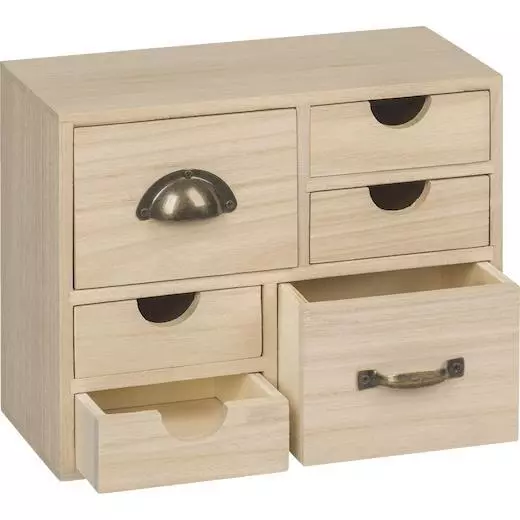 Knorr Prandell Bare Wood Box with 6 Drawers 22 x 9.5 x 17.7cm #218735351