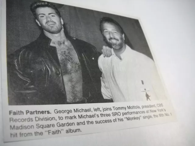 GEORGE MICHAEL with TOMMY MOTTOLA vintage music biz promo pic/text
