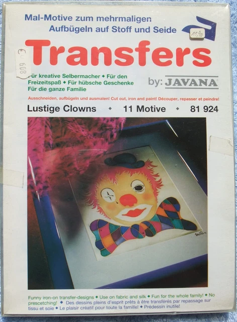 Seidenmalerei Mappe JAVANA Transfers Lustige Clowns Neu + OVP!