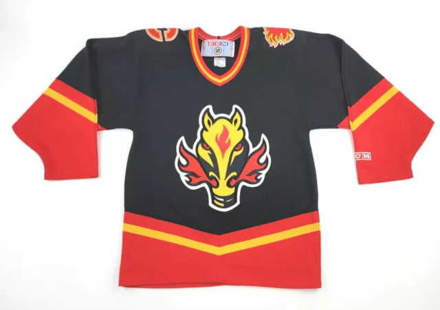 Koho Jordan Leopold Calgary Flames Blasty Horse Head NHL Hockey Jersey  Black L