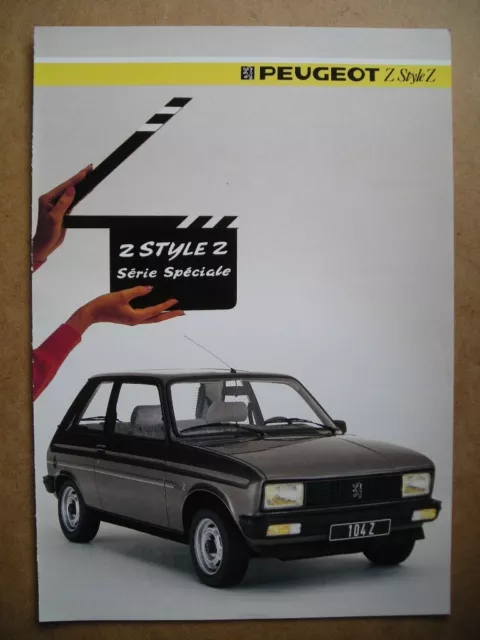 Dépliant,  prospectus  publicitaire PEUGEOT Z Style Z    Année modèle 1985