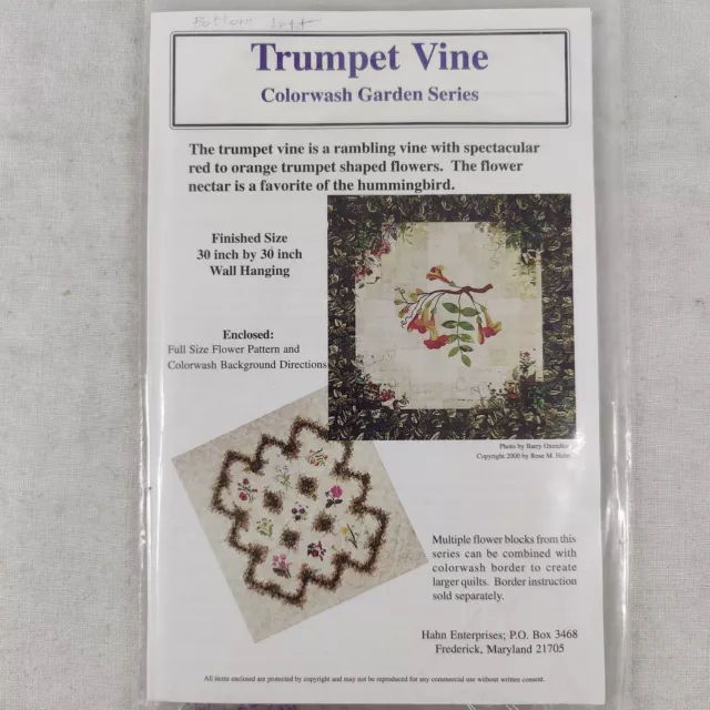 Trumpet Vine Natures Boquet Floral Quilt Pattern 30" x 30" Colorwash Garden