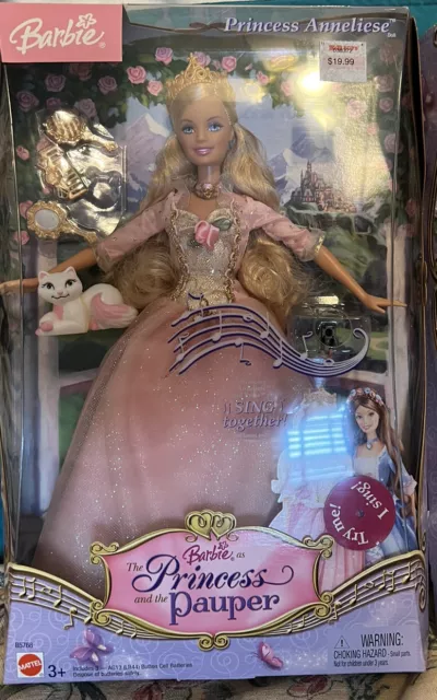 Barbie As The Princess & The Pauper Annelise Singing Doll New Sealed Box/Mint.