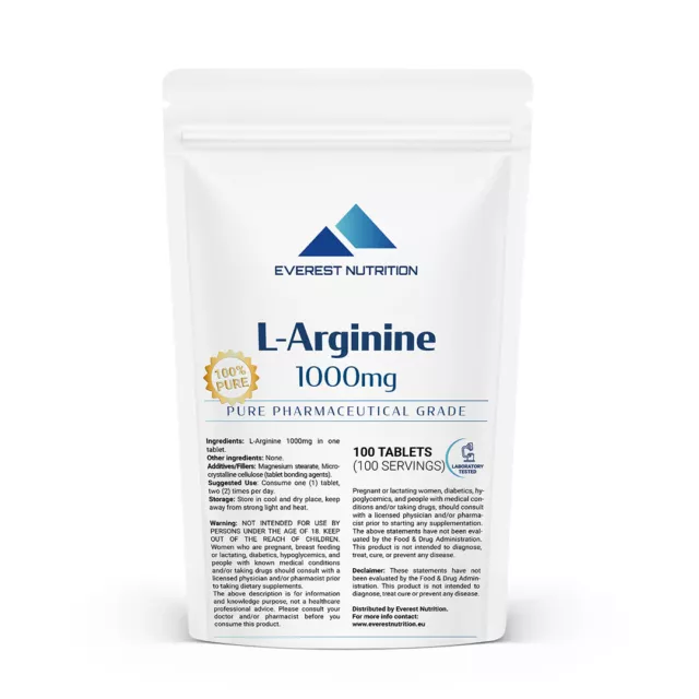 L-Arginina Arginina 1000mg Tabs Músculos Regeneración Bomba Muscular Erección