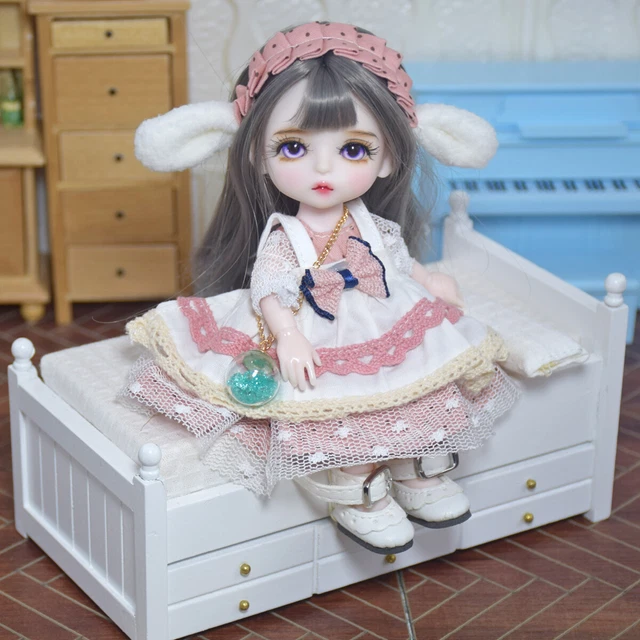 16cm BJD Doll 1/8 Ball Jointed Mini Cute Girl Dolls with Full Outfits Clothes