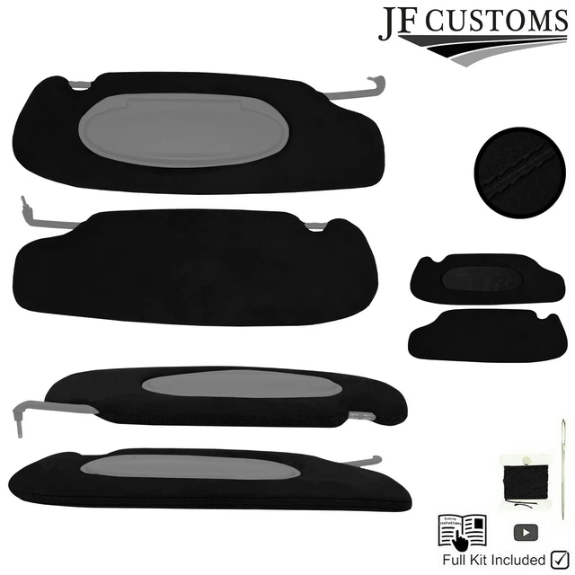 Black Cross Stitch Suede 2X Sun Visor Covers For Porsche Boxster 996 986 97-04