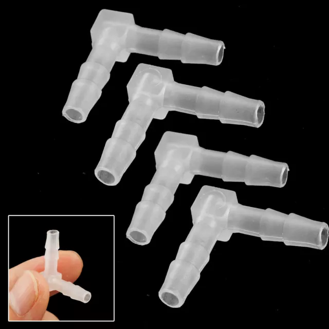 4 x Aquarium Fish Tank 4mm Dia Right Angle Type Air Line Tubing Connectors