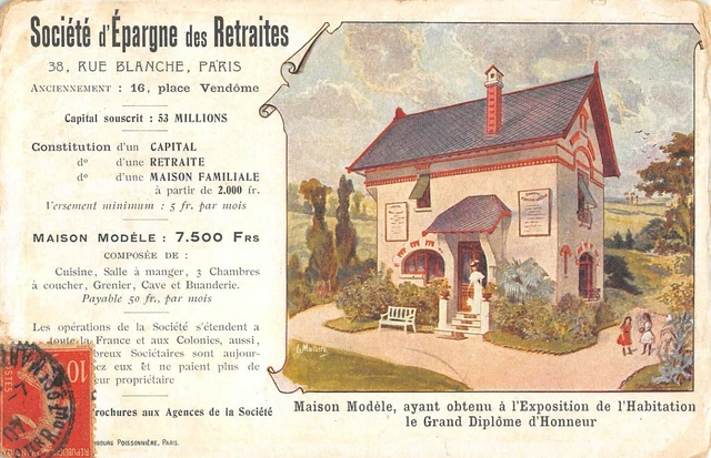 Cpa 75 Paris Rue Blanche Societe D'epargne Des Retraites
