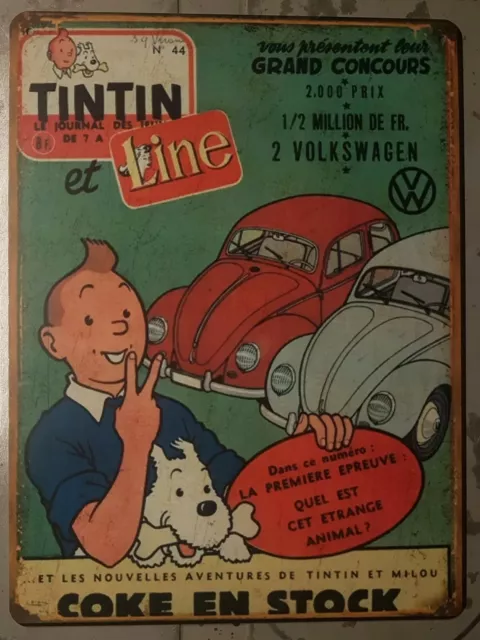 Plaque métal vintage Tintin lisez