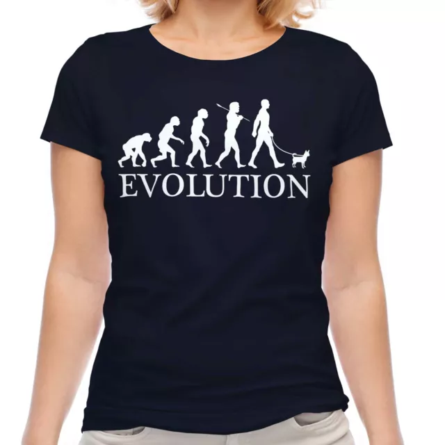 Chihuahua Evolution Of Man Ladies T-Shirt Tee Top Dog Lover Gift Walker Walking