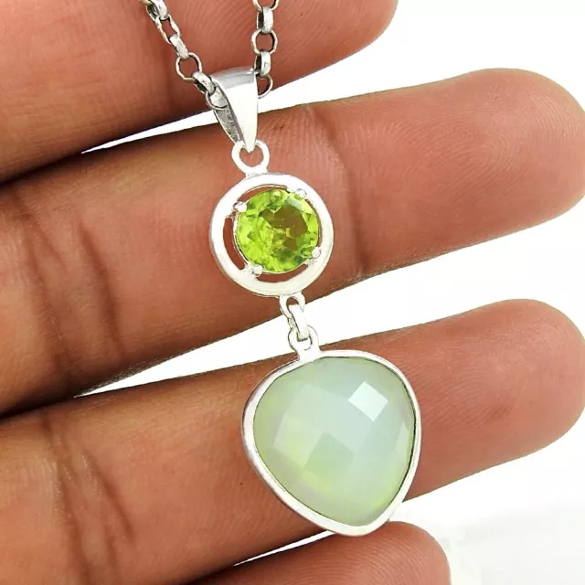 Natural Peridot Gemstone Pendant Tribal Green 925 Sterling Silver Jewelry S60