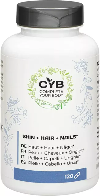 CYB Complemento alimenticio 120 capsula,vegano,Vitamina+mineral,uña+piel+cabello