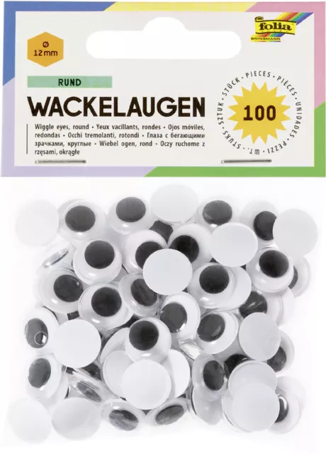 folia Wackelaugen rund 12 mm nicht selbstklebend 100 Stück