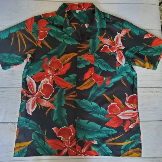 Mens Vintage 80's Hilo Hattie Hawaiian sports shirt sz L Light weight big print