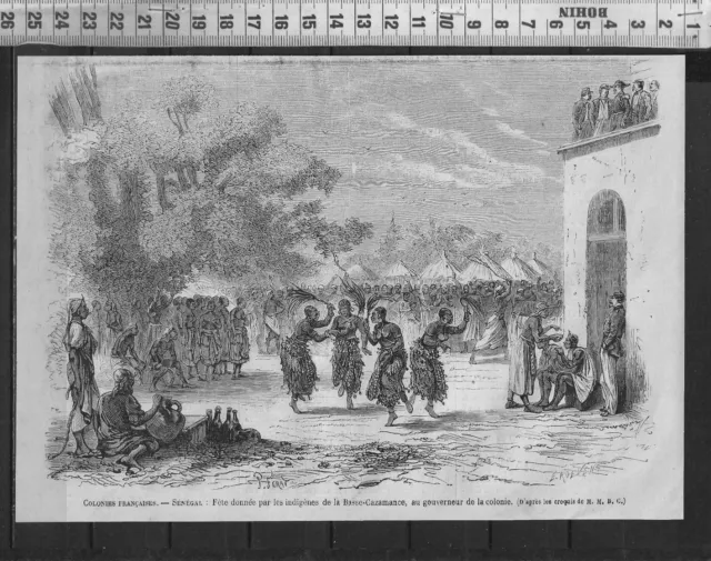 G374 / Gravure 1888 /  Senegal Fetes Des Indigenes De La Basse-Cazamance