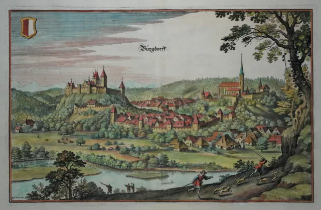 Burgdorf BE - Burgdorff - Merian - Originale Stadtansicht um 1650 - Schweiz