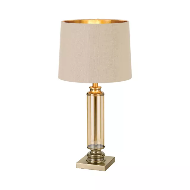 Telbix Dorcel Antique Brass Metal/Glass Table Lamp Light With Cream Shade / Gold