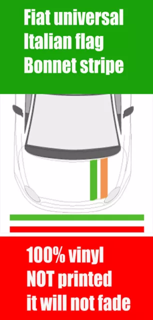 Fiat 500,595,Punto Italian Flag bonnet ,boot Stripe Car vinyl graphics