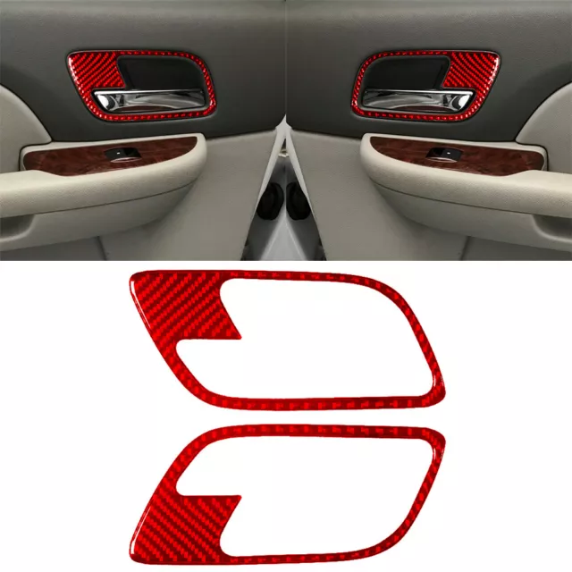 2pcs Red Carbon Fiber Rear Door Handle Interior Trim For Tahoe/Yukon/Suburban
