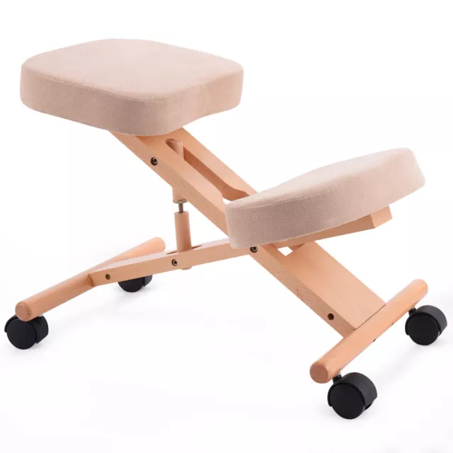 Wooden Kneeling Ergonomic Chair Orthopaedic Posture Stool Frame Seat Black