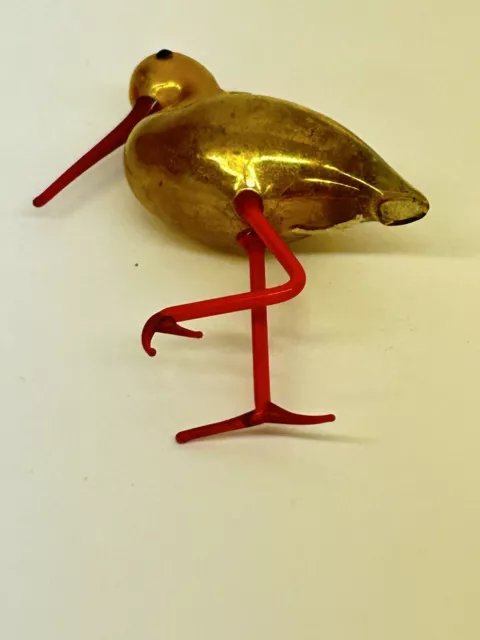 Bimini Crane Christmas Ornament 1920’s Mercury Blown Glass Yellow Bird German 2