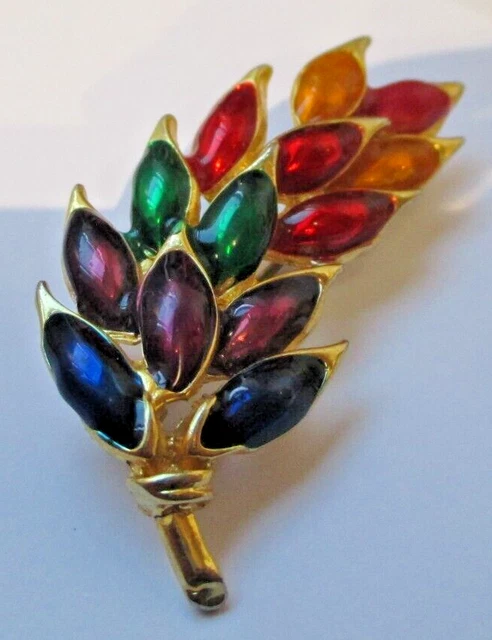 Broche Vintage Farandole émaux Bleu Mauve - Bijou Ancien, Créateur, Superbe état