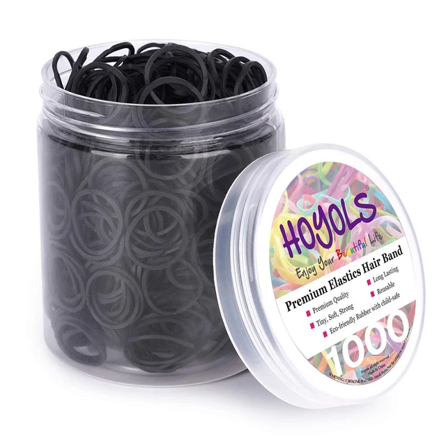 1/2” Small Black Rubber Bands for Hair Ties Elastics Mini Toddler Braids Po...