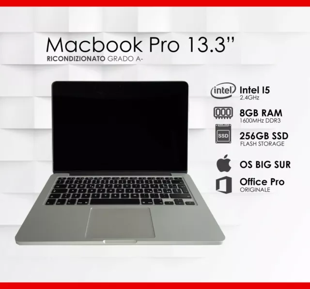 Apple Macbook Pro 13 i5 2.4GHz SSD 256GB 8GB RAM late 2013 Retina