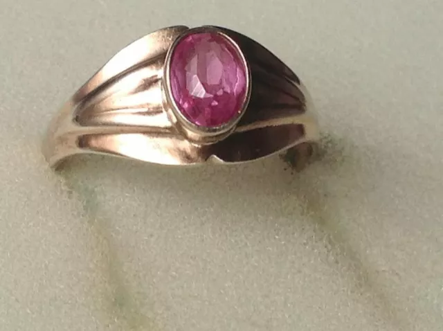 Antique Soviet Russian Ring Sterling Silver 875 Ruby Women's Jewelry Size 11.5