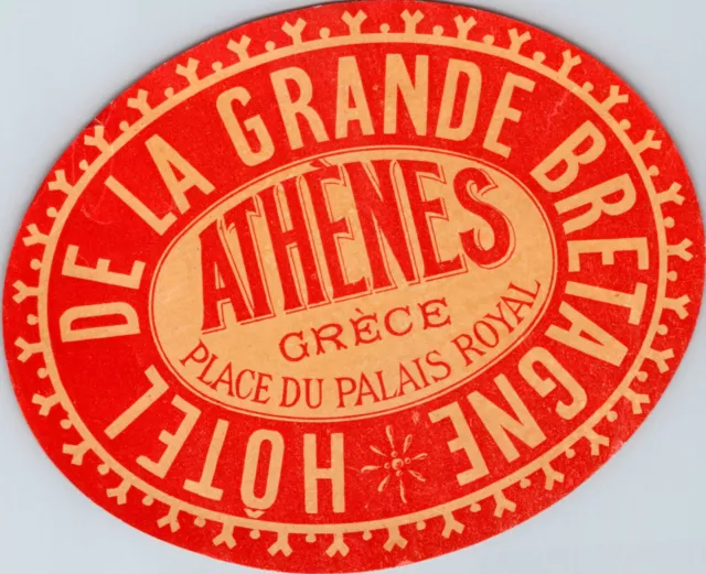 Athens Athenes Greece Hotel Le Grande Bretagne Old Baggage Luggage Label