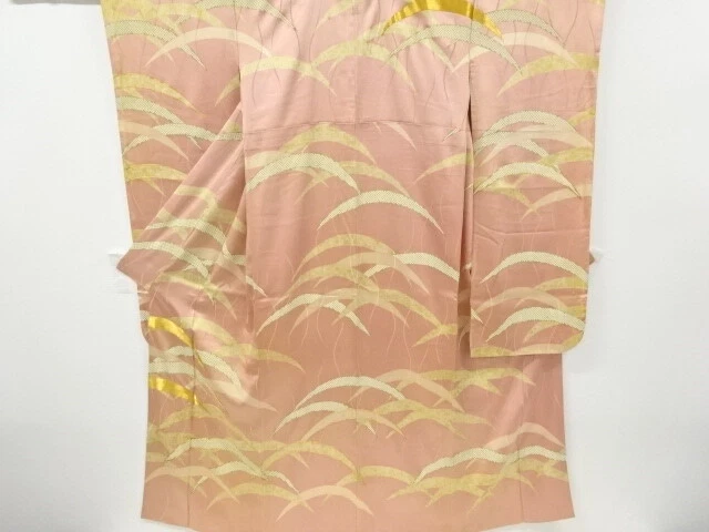 6843113: Japanese Kimono / Antique Furisode / Embroidery / Grass