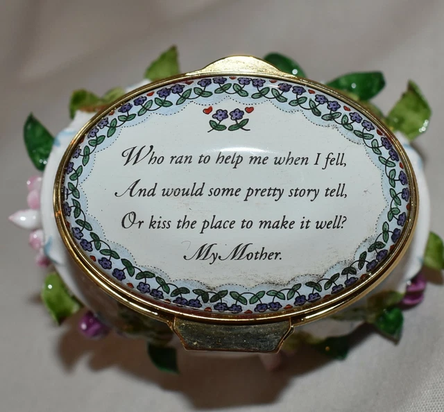 Staffordshire Enamels Mother's Basket Bonboniere Handpainted Enamel on Copper 2