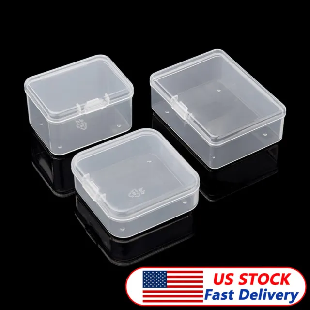 10Pcs Plastic Storage Box Small Clear Jewelry Organizer Case Container Boxes US
