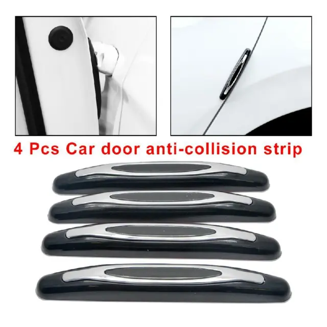 4pcs Black Universal Car Door Edge Guard Strip Scratch Protector Anti-collision
