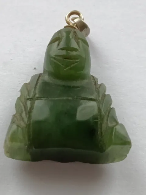 Carved Jade Buddha Pendant Antique c1920 Art Deco Chinese