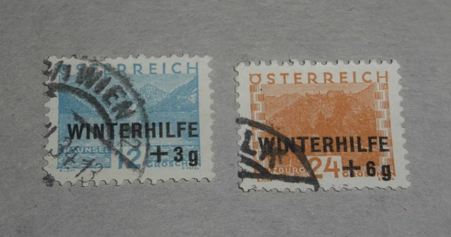 Österreich Winterhilfe Aufdruck Konvolut Lot 2 Briefmarken gestempelt