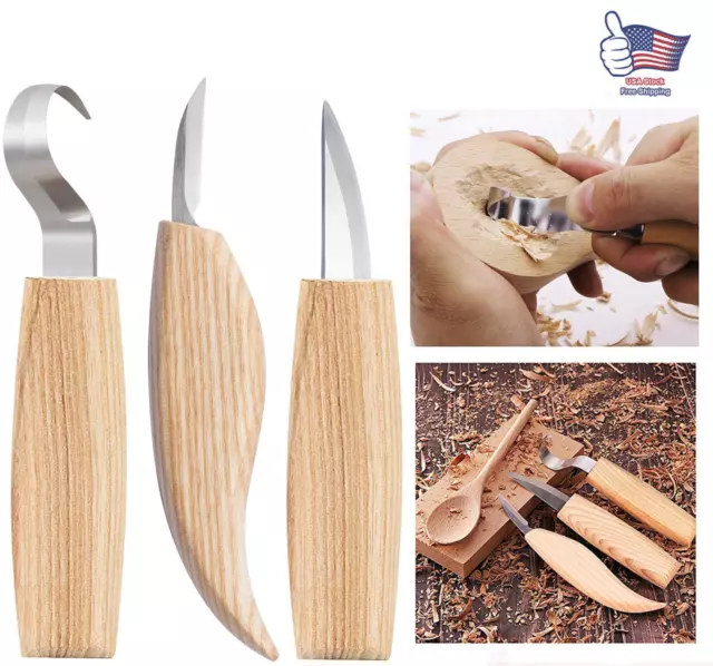 2pcs Spoon Carving Knife Wood Cutter Whittling DIY Craft Hand Tools  Woodworking