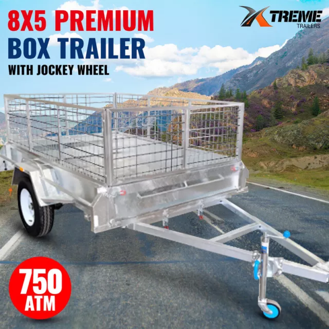 8x5 Box Trailer Galvanised 900mm Cage Fully Welded Single Axle Braked Xtreme