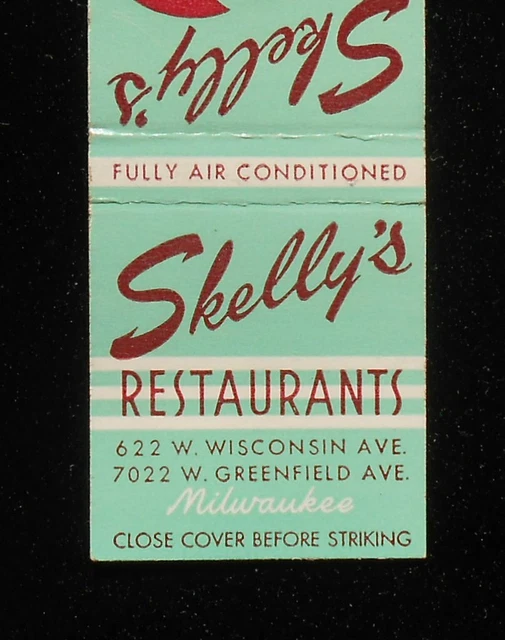 1950S SKELLY'S RESTAURANTS Home Made Pastries Milwaukee WI Matchbook