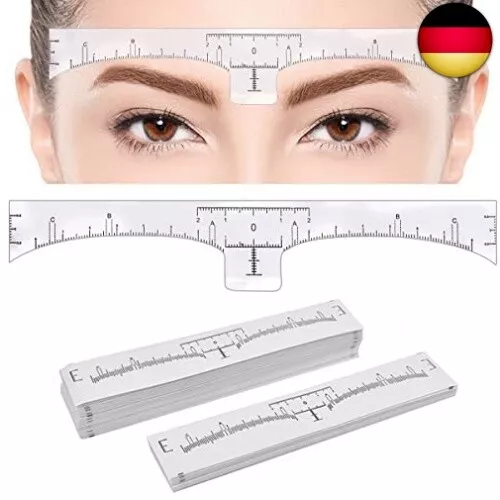 100 Stück Augenbrauen-Lineal, Einweg Augenbrauenlineal, Eyebrow Microblading,